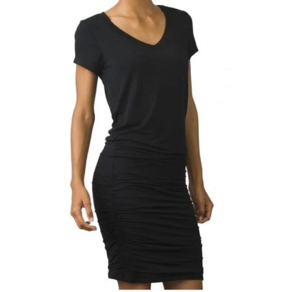 PrAna The Foundation Dress black short sleeve pullover v-neck casual size XS